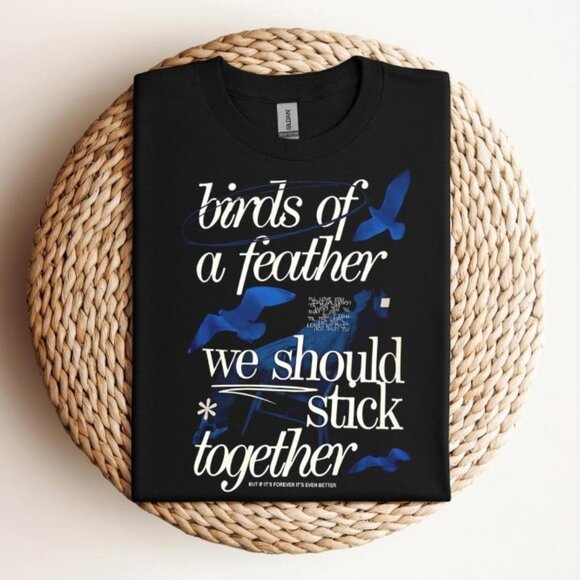 Birds Of A Feather We Should Stick Together Unisex Heavy Cotton Graphic T-Shirt - Picture 1 of 2